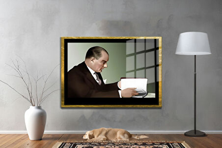 Gazi Mustafa Kemal Atatürk ÖZEL SERİ^# Miyrem  Design Cam Tablo Model: 634