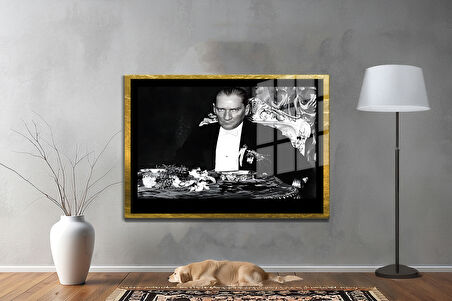Gazi Mustafa Kemal Atatürk ÖZEL SERİ^# Miyrem  Design Cam Tablo Model: 646