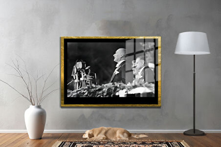 Gazi Mustafa Kemal Atatürk ÖZEL SERİ^# Miyrem  Design Cam Tablo Model: 732