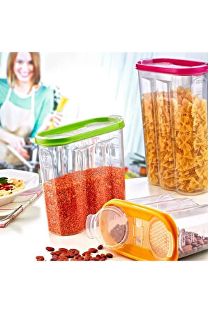 2 Adet Plastik Akıllı Kapaklı Erzak Saklama Kabı 6 Litre