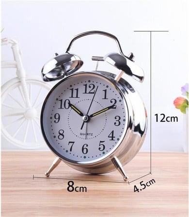 Klasik Çalar Saat Dekoratif Yüksek Sesli Mekanik Alarmlı Çalar Alarmlı Saat Dekoratif Hediyelik 12 x 8 cm QRT-1