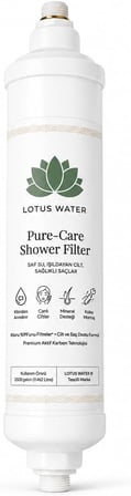 **Lotus Water Pure-Care Duş Filtresi,%99 Klor Filtreleme, Aktif Karbon + KDF + Vitamin C, Saç ve Cilt İçin Banyo Su Arıtma Filtresi, Kolay Montaj**