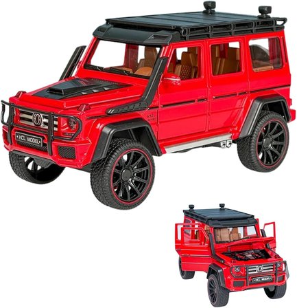 Mercedes G Seri Arazi Aracı Die Cast Model Kutulu Buhar Atan Çek Bırak Full Fonksiyon Kapıları Açılan 1:22 Ölçek Model Araba Kutulu Koleksiyonluk Ürün (Kırmızı)