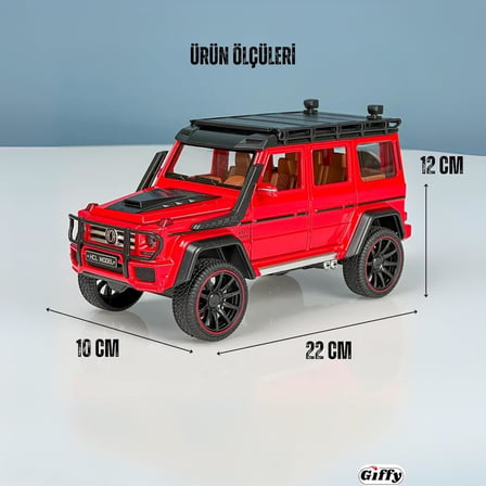 Mercedes G Seri Arazi Aracı Die Cast Model Kutulu Buhar Atan Çek Bırak Full Fonksiyon Kapıları Açılan 1:22 Ölçek Model Araba Kutulu Koleksiyonluk Ürün (Kırmızı)