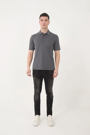 SİMENTİ BASİC CEPLİ POLO YAKA DÜZ KUMAŞ PREMIUM T-SHIRT