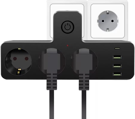 3’lü Akım ve Termal Korumalı Priz – 3x USB-A + 1x USB-C PD 20W Hızlı Şarj, Çoklu Cihaz Uyumlu