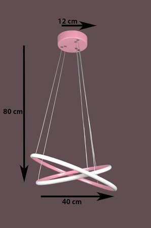 Rings Modern Tasarım - Yatak Odası - Salon - Çocuk Odası - Mutfak Beyaz Led 2 Li Avize (Pembe)