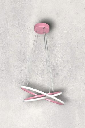 Rings Modern Tasarım - Yatak Odası - Salon - Çocuk Odası - Mutfak Beyaz Led 2 Li Avize (Pembe)