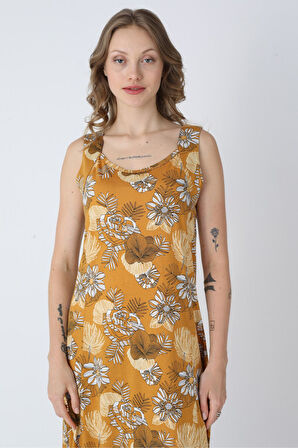 Desenli Pamuklu Yazlık Cepli Kadın Elbise