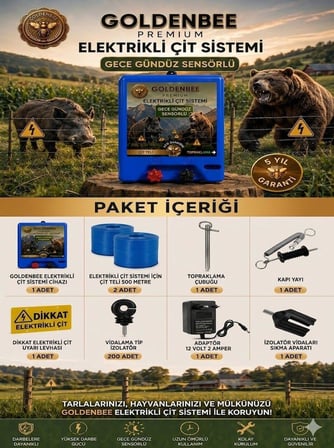 Goldenbee Start Kit Elektrikli Çit Sistemi Domuz ve Ayı Kovucu 1000MT Adaptörlü Model (SET-102)
