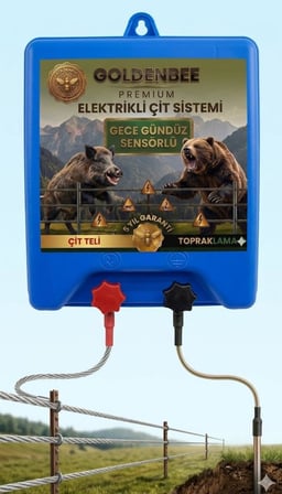 Goldenbee Start Kit Elektrikli Çit Sistemi Domuz ve Ayı Kovucu 1000MT Adaptörlü Model (SET-102)