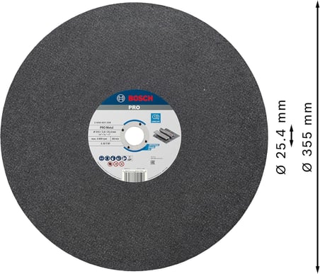 2608601238 ayırma diski düz Expert for Metal A 30 T BF 355 mm 2,8 mm