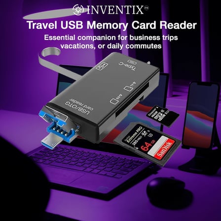 Seyahat USB Bellek Kartı Okuyucu Mikro ve Düzenli SD Kartlar Seyahat için - 6 in 1 Dizüstü Güvenli Dijital Evrensel Kompakt OTG Adaptörü