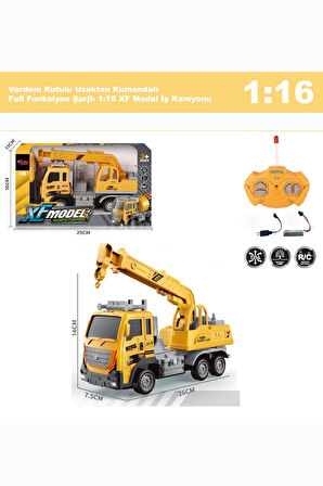 Uzaktan Kumandalı Full Fonksiyon Şarjlı 1:16 Inşaat Vinç Aracı 26 Cm