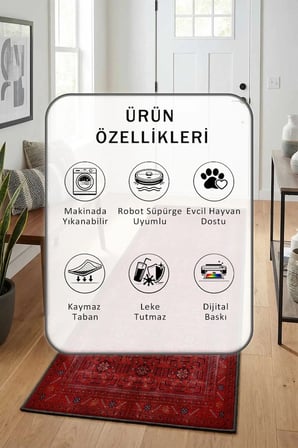 G 3052-1 Yıkanabilir Kaymaz Taban Dijital Baskılı Yolluk Halı