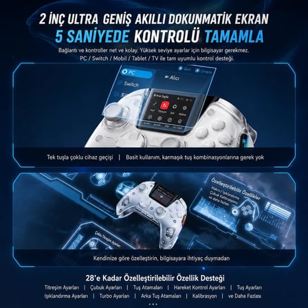 BEITONG KP50 TMR Kablosuz Beyaz Gamepad (2.4G, Bluetooth, Kablolu)