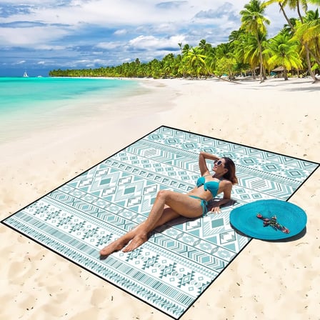 Piknik Örtüsü, Çanta Kamp Matı, Plaj Matı, Piknik Yer Örtüsü, Seyahat, Kamp, Outdoor, Park Çim Kum Tutmaz, Su Geçirmez, Kullanışlı Çanta Model, Katlanabilir 200x150cm - Etnik Boho