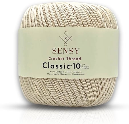 Classic 10 Tığ İpi 100% Merserize Pamuk Örgü İpi, Dantel İpi, Giza Mısır Pamuğu (Ekru)