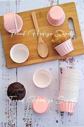 50'li Soft Pastel Pembe Muffin Cupcake Kalıbı Kek Kapsülü, Muffin Kek Kalıbı, Airfryer Uyumlu