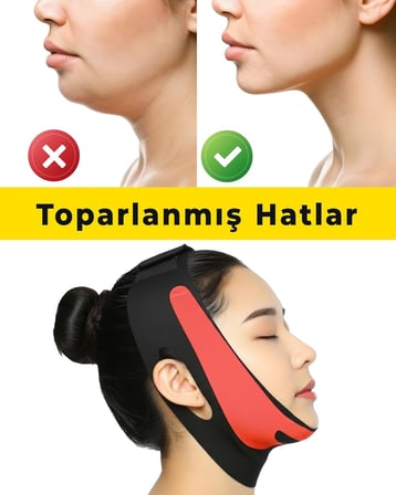 Yüz Korsesi Çene Boyun Bandı, Horlama Önleyici ve Gıdı Toparlayıcı Maske, Unisex -