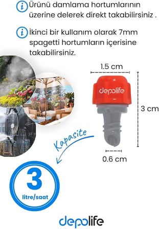 Sisleme Misting Buharlama Serinletme Nozulu Sera Nemlendirme Spreyi Kafa Sulama Ekipmanları Mist, 56465465436