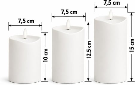 Prag 3’lü LED Mum Seti | 3200K Sıcak Işık | Pilli Çalışan (3×AAA – Dahil Değil) | Gerçek Alev Efektli, Dekoratif Mumlar | Ev, Salon, Yılbaşı, Masa Üstü Kullanım