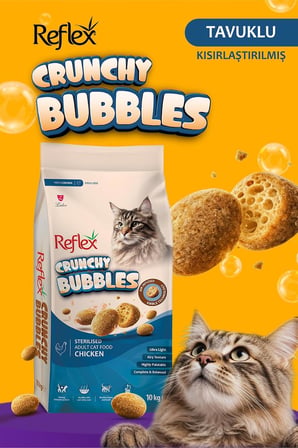 Crunchy Bubbles Kısırlaştırılmış Tavuklu Yetişkin Kedi Maması 10 kg
