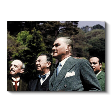 Atatürk ve Devlet Adamları - Doğa Gezisinde Kanvas Tablo