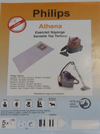 ATHENA YIKAMALI SENTETİK ( 2 PAKET 10 ADET ) ELEKTİRİK SÜPÜRGESİ UYGUN FİYAT İNDİRİMLİ