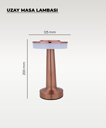 Rose Uzay Masa Lambası - Dokunmatik - 3 Renk Işık