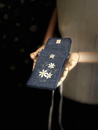 MEADOV Nakış İşlemeli Keten Telefon Çantası, Telefon Kılıfı v45