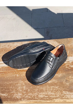 Yazlık Erkek Kundura Hakiki İç Dış Deri Faylon Taban Bağcıklı ve Ortopedik