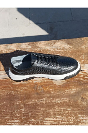 Yazlık Erkek Sportif Kundura Hakiki İç Dış Deri Faylon Taban Bağcıklı ve Ortopedik