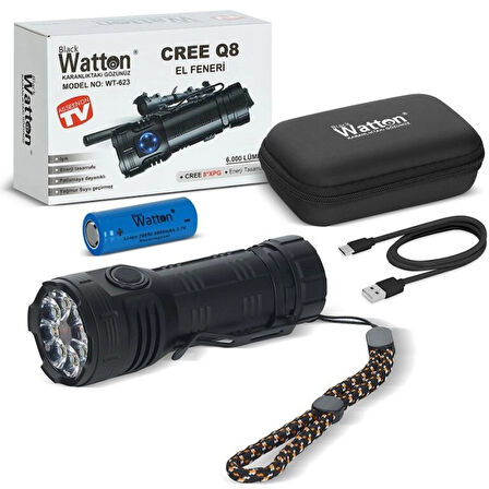 Watton WT-623 Güçlü LED El Feneri CREE Q8- XPG 8+1 6000 Lümen