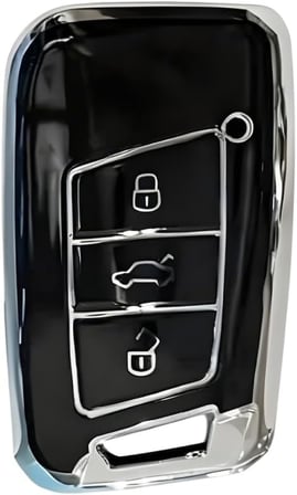 AutoHan Keys Volkswagen Passat B8 Akıllı Anahtar Koruma Kılıfı, Nano Gri-Gold, Premium Kumanda Kılıfı