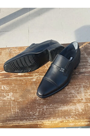 Erkek Mevsimlik Kundura: Sonbahar- Kış Hakiki Deri  Kauççuk Taban Bağcıksız