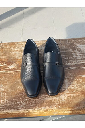 Erkek Mevsimlik Kundura: Sonbahar- Kış Hakiki Deri  Kauççuk Taban Bağcıksız