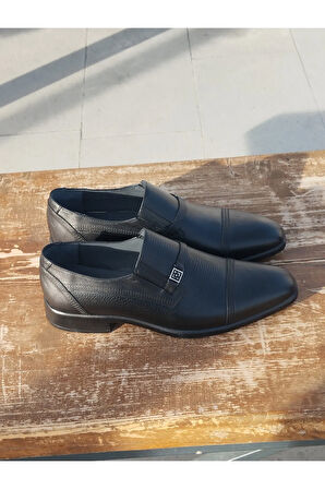 Erkek Mevsimlik Kundura: Sonbahar- Kış Hakiki Deri  Kauççuk Taban Bağcıksız