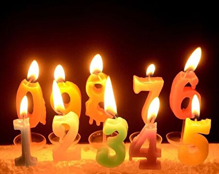 Bir Rakamlı Doğum Günü Pasta Mumu ( 7X3) cm - Sayılı Mum - Pasta Süsü 