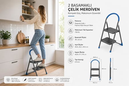 Navex 2 Basamaklı Katlanır Çok Amaçlı Merdiven