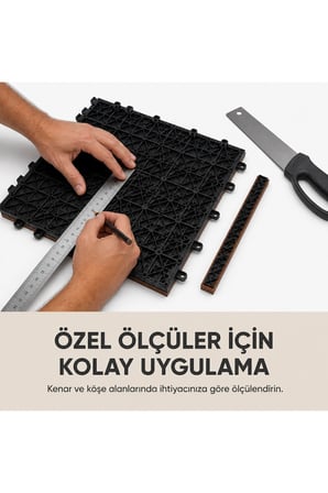 BRUN Akasya Ahşap Deck Karo 50x50 cm | Geçmeli Click Sistem | 1 Koli 4 Adet (1 m²) | Balkon Teras Bahçe Havuz Banyo
