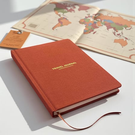Travel Journal – Sert Kapaklı Seyahat Günlüğü, A5 Boyutunda, Planlama &amp; Anı Alanı – Anı Defteri (Kiremit)