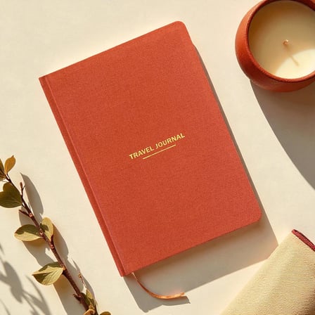 Travel Journal – Sert Kapaklı Seyahat Günlüğü, A5 Boyutunda, Planlama &amp; Anı Alanı – Anı Defteri (Kiremit)