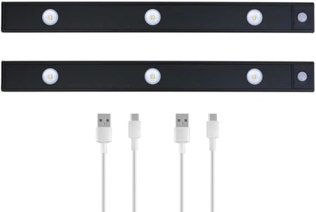 Hareket Sensörlü Ledli Gece Lambası, Parlaklık Ayarı Yapılabilir, 3000K-6000K, 3 Mod, Kablosuz, Merdiven Aydınlatması, USB Şarj Edilebilir Işık, LED Manyetik Lamba (Cata - Bella - Siyah 40 Cm)