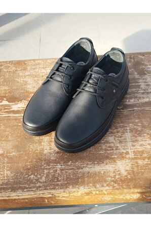 Erkek Kışlık Kundura Hakiki Deri  Kauççuk Taban Oropetik ve Bağcıklı