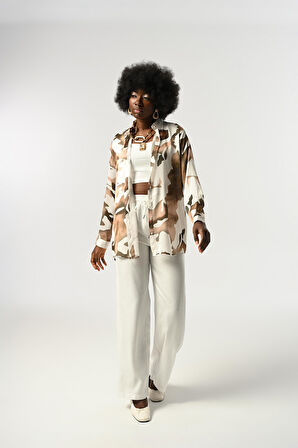 KADIN KARIŞIK DESENLİ OVERSİZE KESİM GÖMLEK