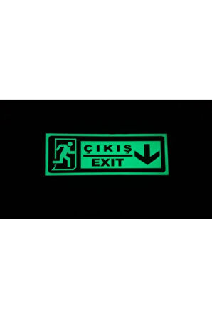 30x10 Cm Fosforlu Yangın Uyarı (ACİL ÇIKIŞ-EMERGENCY EXİT) Levhası (SOL YÖN)