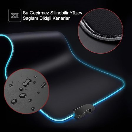 RGB LED Gaming Mouse Pad 80x30 XXL - 13 Renk Mod, Gaming Mousepad Işıklı, Oyuncu Büyük Keyboard Mouse Pad Kaymaz USB Plug&amp;Play