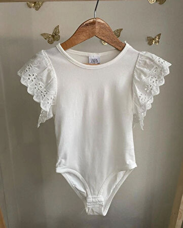 KIZ ÇOCUK PAMUKLU KOL KISMI GÜPÜRLÜ ÇIT ÇITLI BODY GÜNLÜK