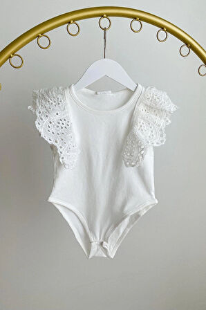 KIZ ÇOCUK PAMUKLU KOL KISMI GÜPÜRLÜ ÇIT ÇITLI BODY GÜNLÜK